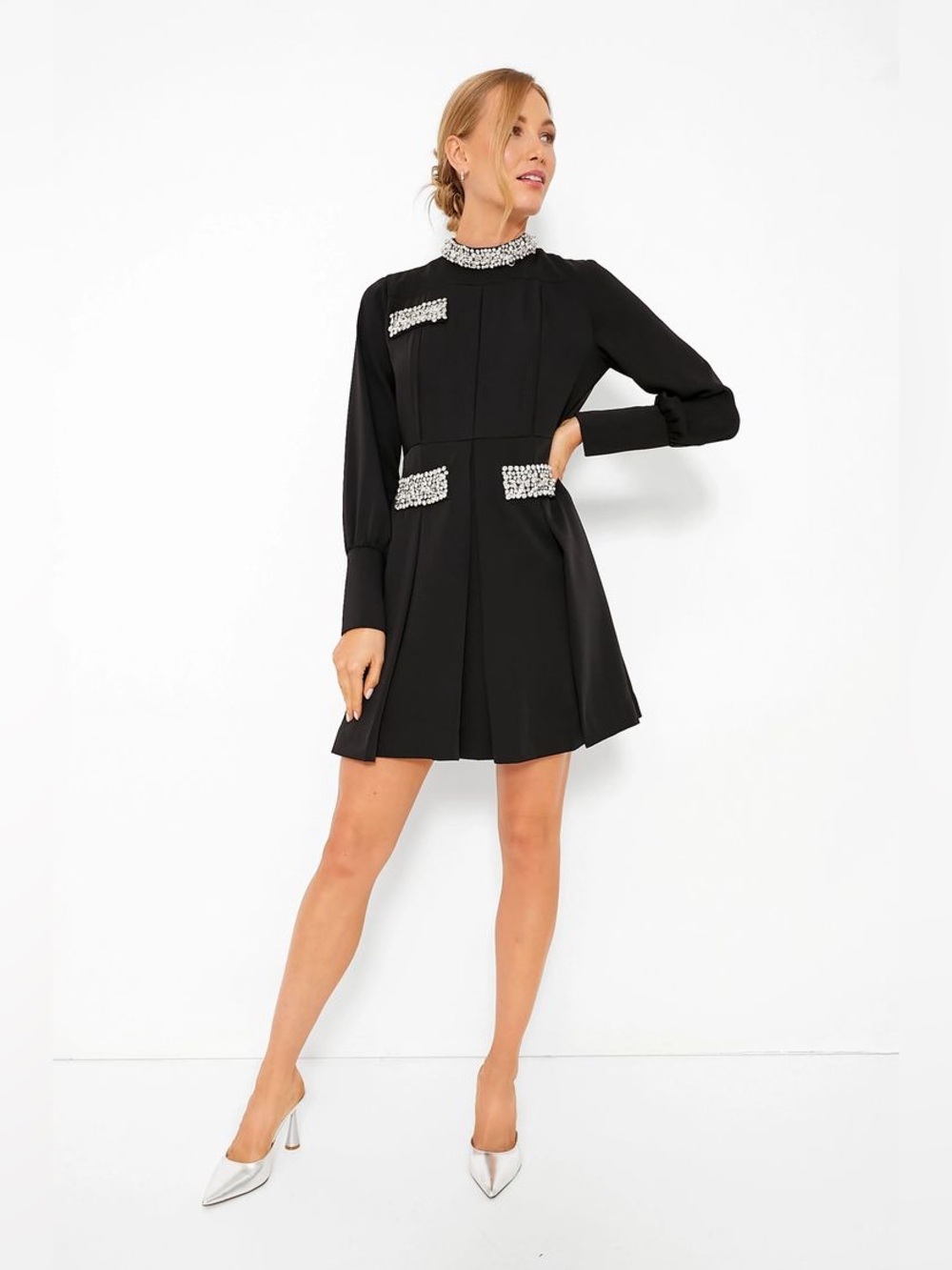 NWT Tuckernuck Embellished Hoyt Black Rhinestone Mini Dress L